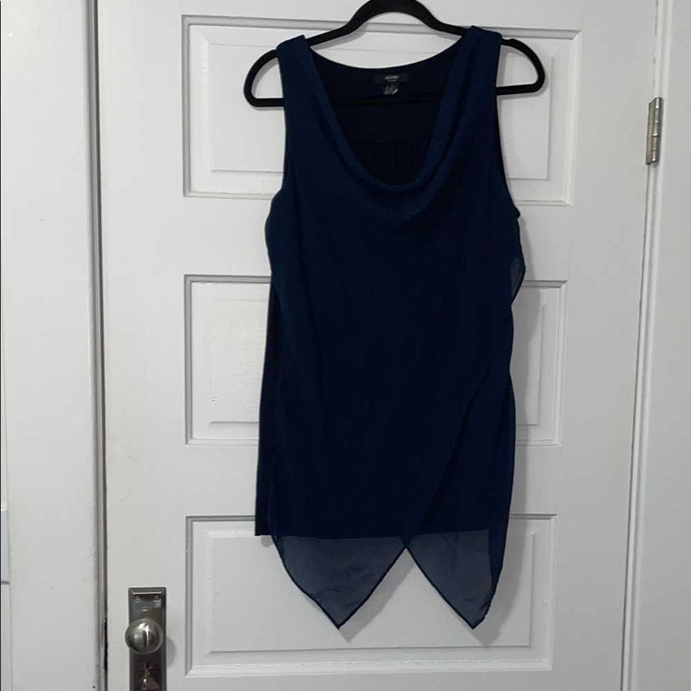 NWOT Alfani Navy Sleeveless Cowl Neck Top